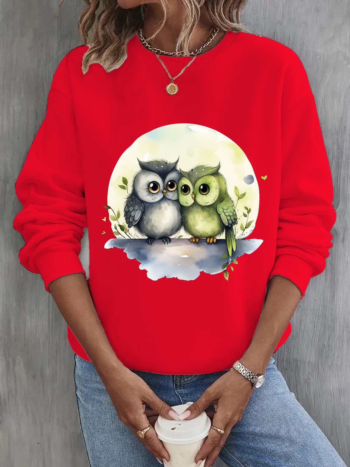 Bird Crew Neck Casual Sweatshirt