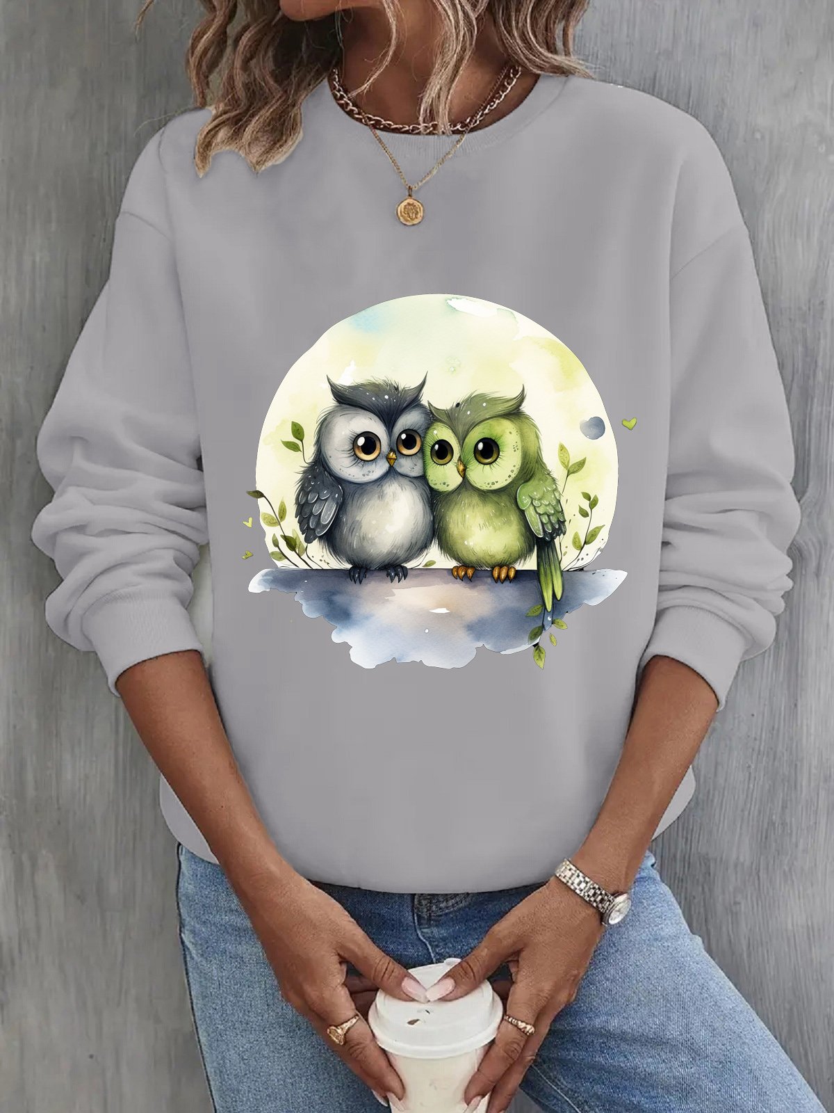 Bird Crew Neck Casual Sweatshirt