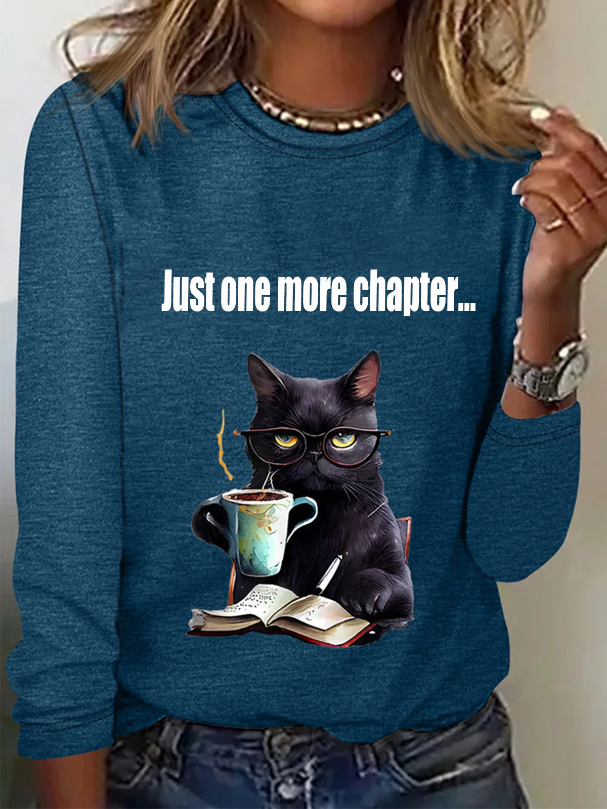 Just one more chapter Long Sleeve Crew Neck T-shirt