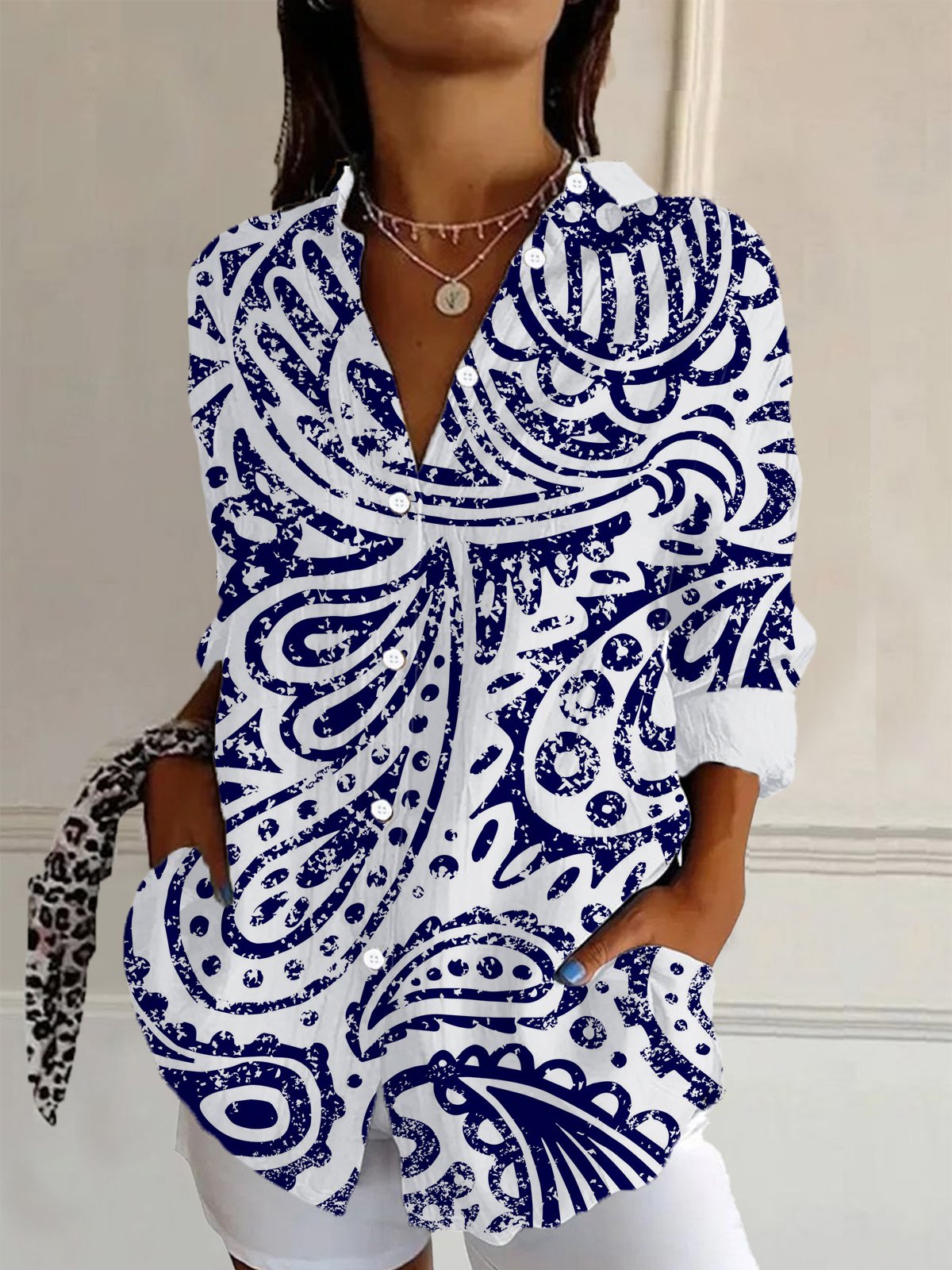 Ethnic Print Long Sleeve Shirt