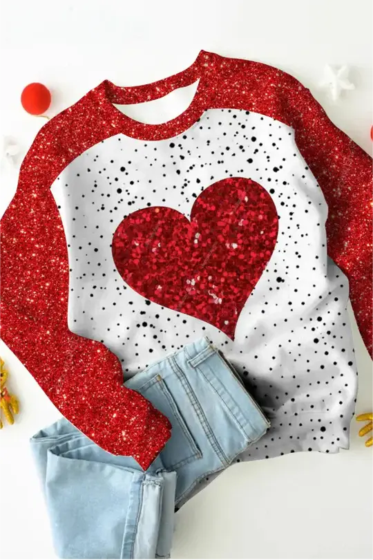 Valentine's Day Fashion Print Pullover Sweatshirt