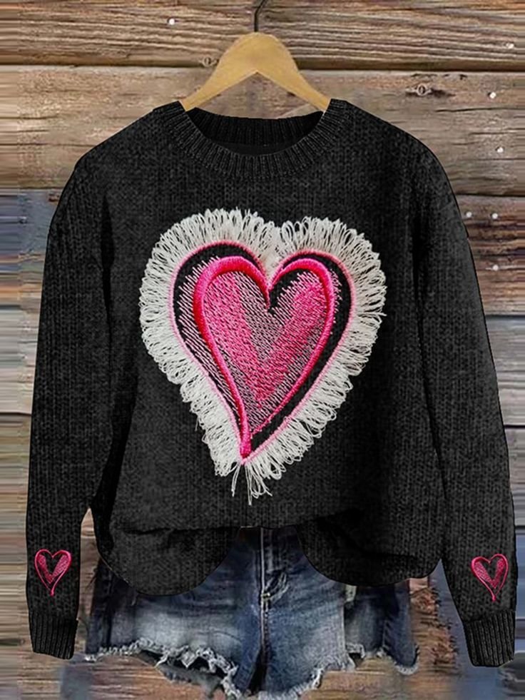 Valentine's Day Fashion Heart Long Sleeve Sweater