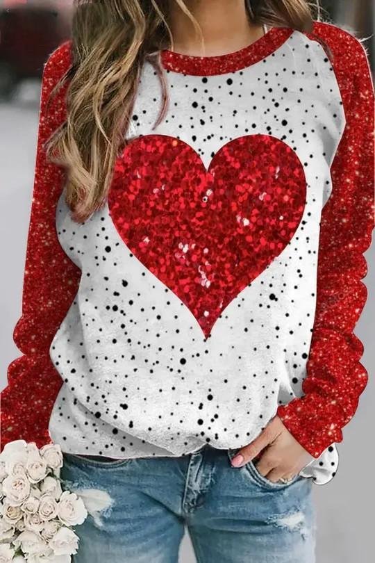 Valentine's Day Fashion Print Pullover Sweatshirt