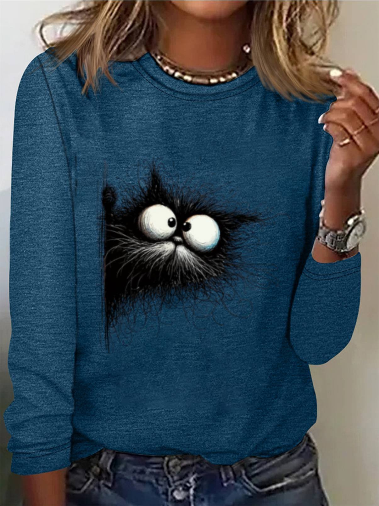 Cat Print Casual T-Shirt