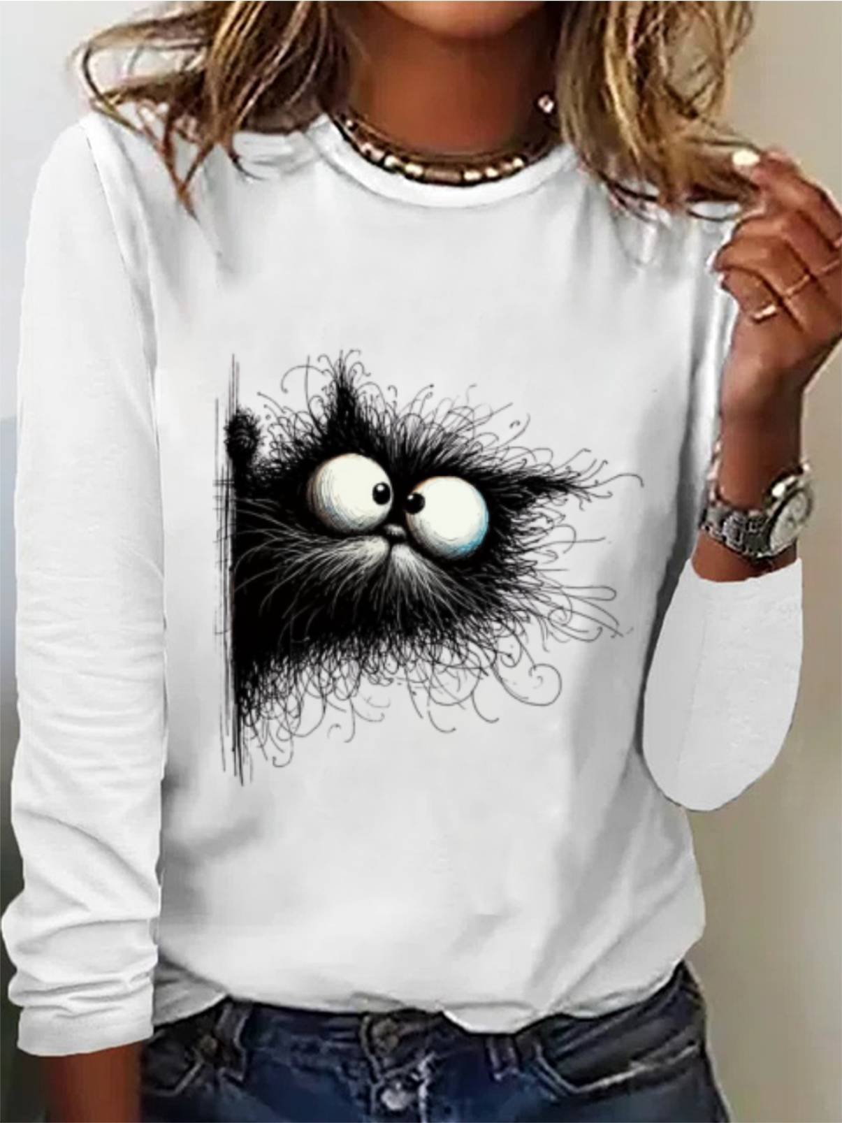 Cat Print Casual T-Shirt