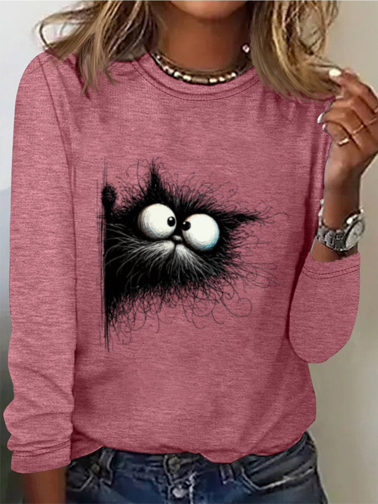 Cat Print Casual T-Shirt