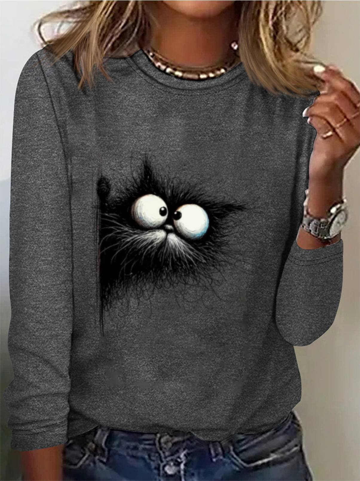 Cat Print Casual T-Shirt