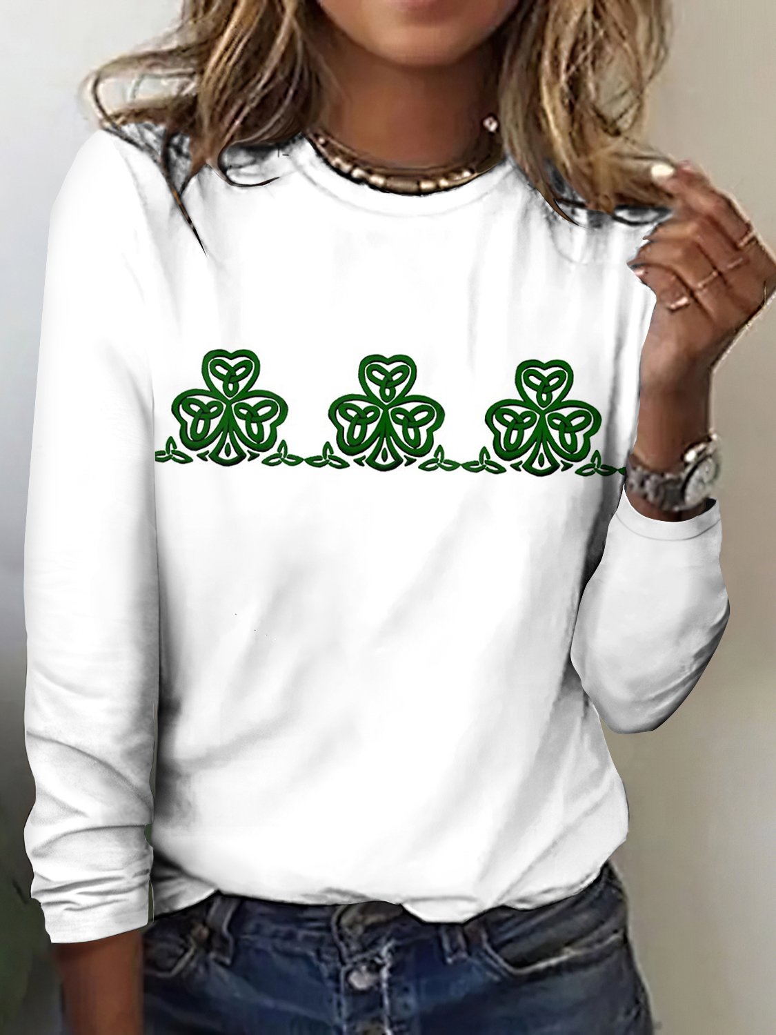 St. Patrick's Day Clover Long Sleeve T-shirt