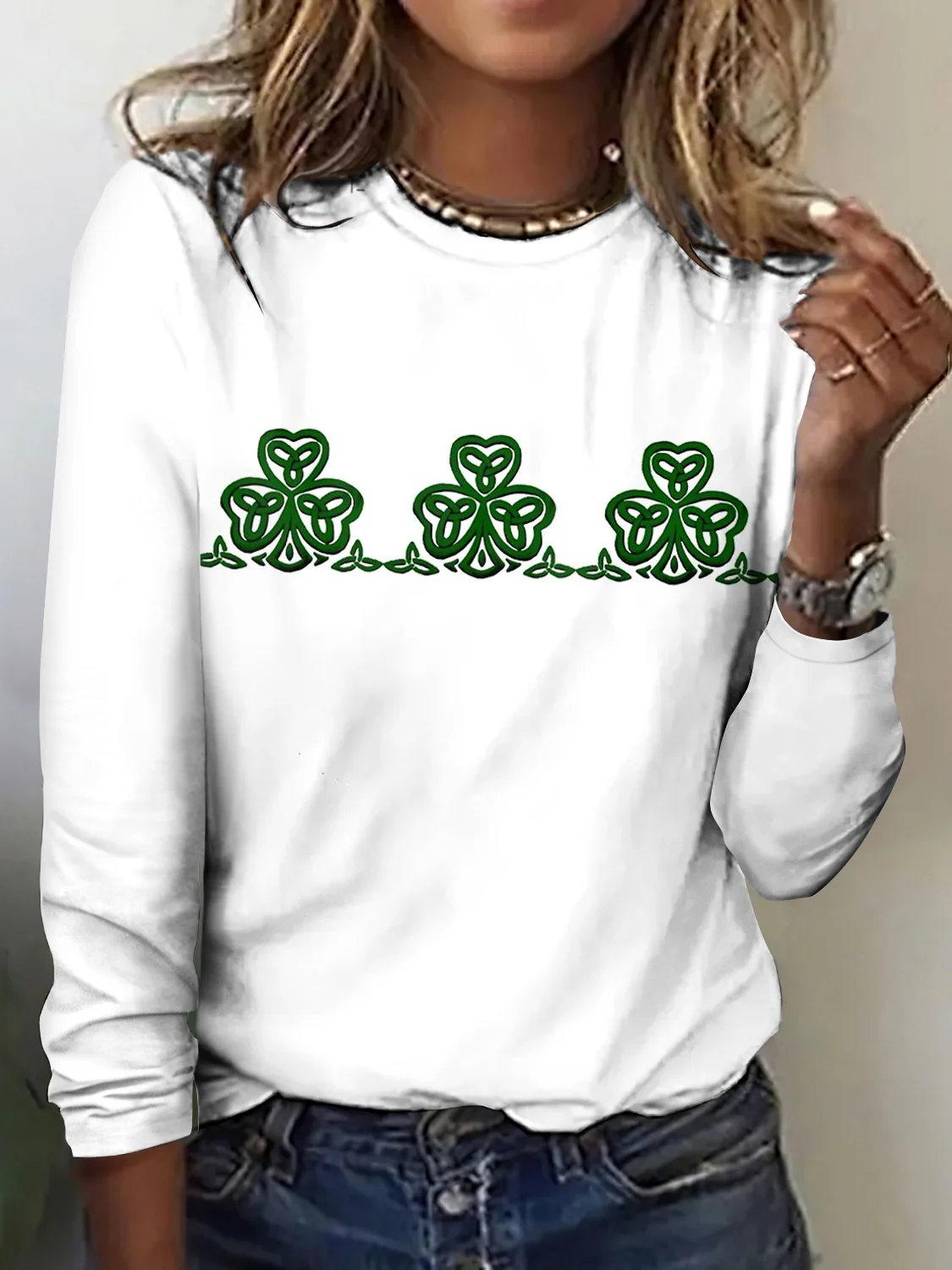 St. Patrick's Day Clover Long Sleeve T-shirt