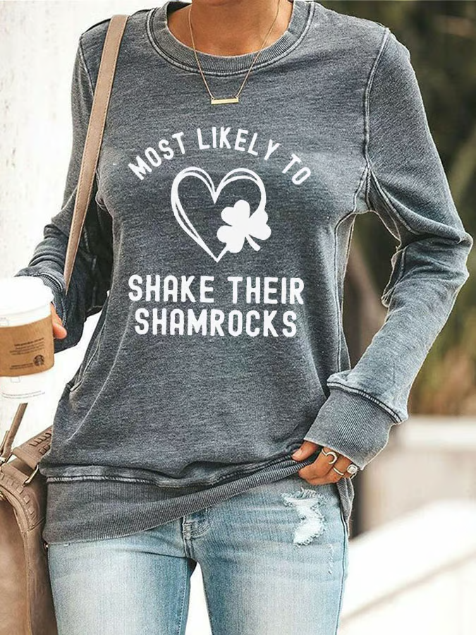 Women's Shamrock St.Patrick's Day Printed Casual Sweatshirt