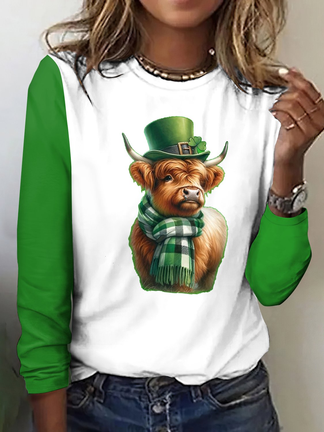 St. Patrick's Day Highland Bull Long Sleeve T-shirt