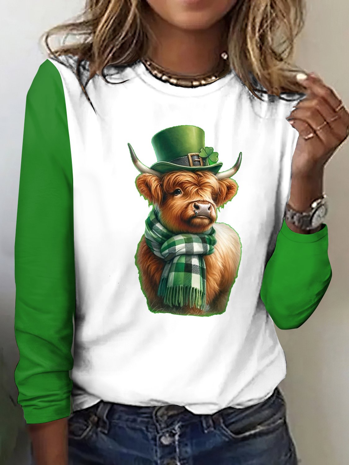 St. Patrick's Day Highland Bull Long Sleeve T-shirt