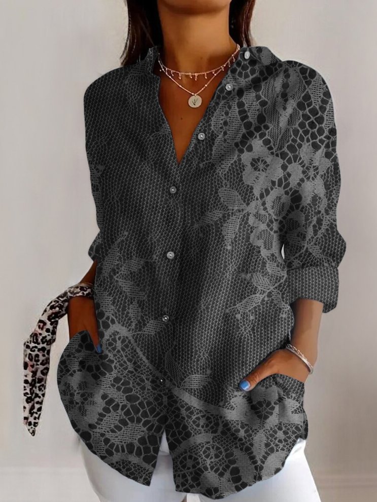 Lace plant flower long sleeved shirt