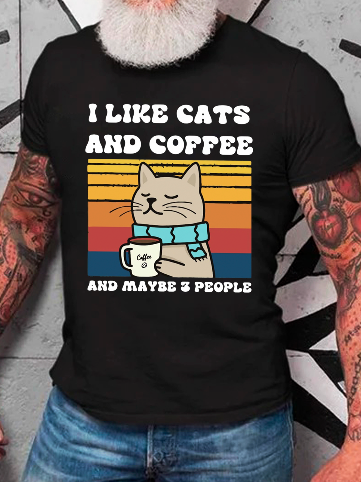 I Like Cats And Coffee Cotton T-Shirt