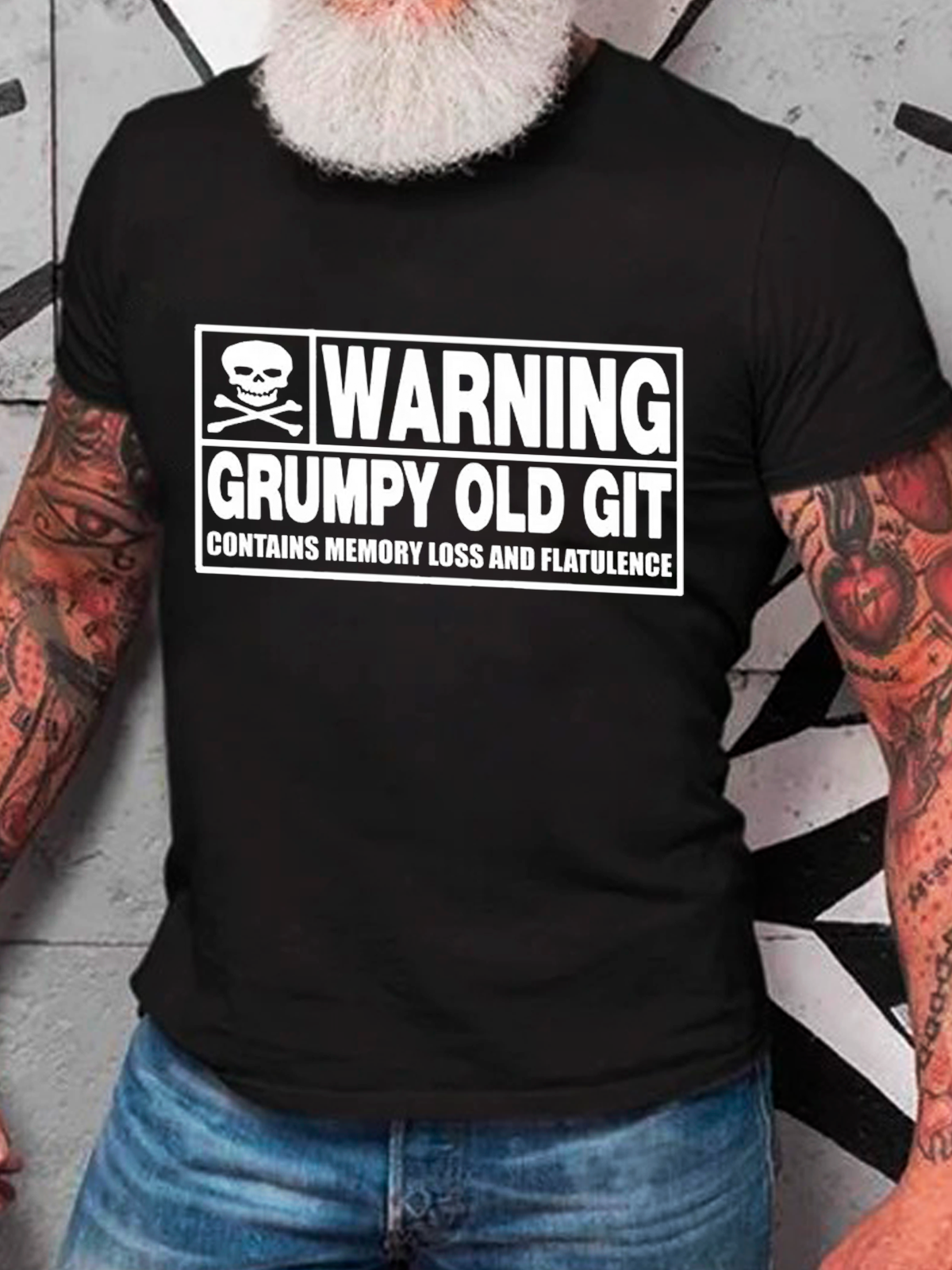 Warning Grumpy Old Git Cotton T-Shirt