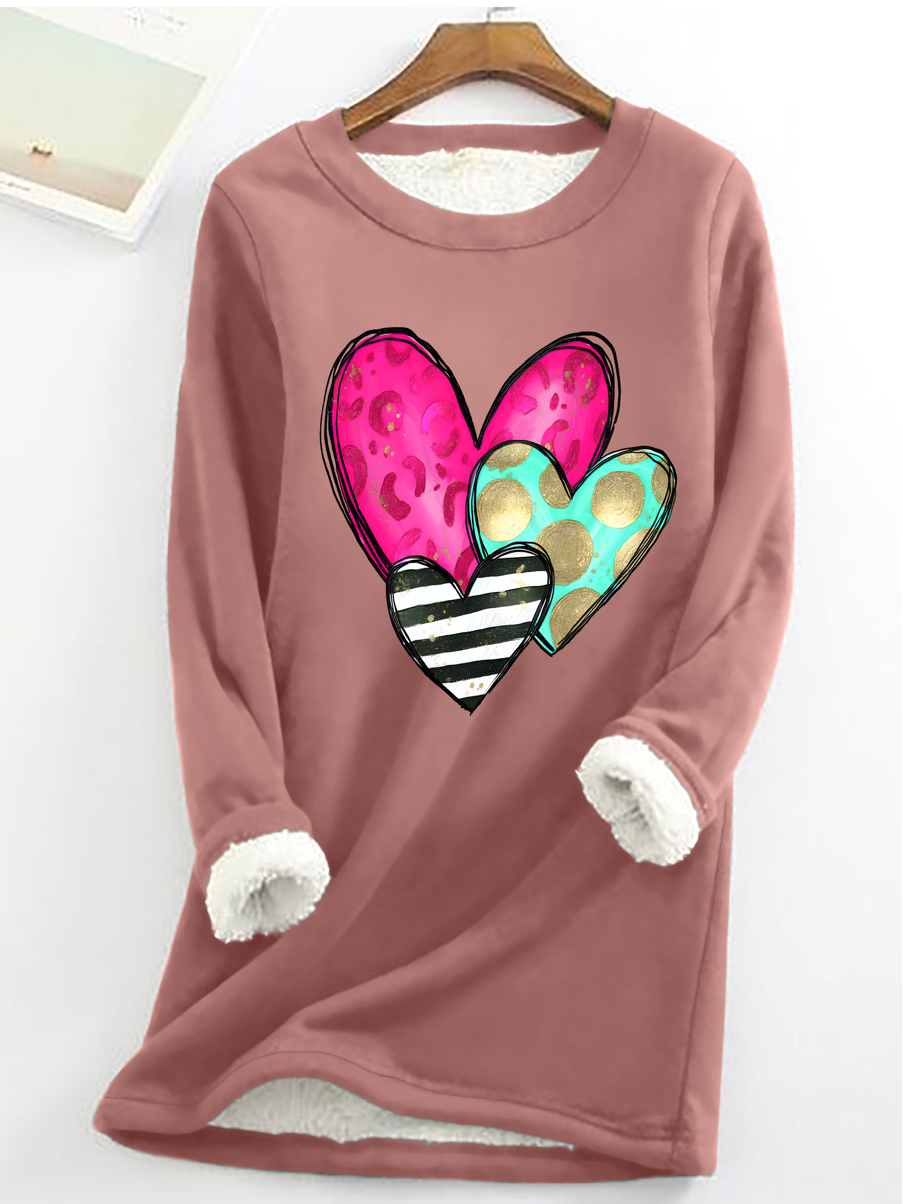 Valentines Day Casual Fluff Fleece Fabric Sweatshirt