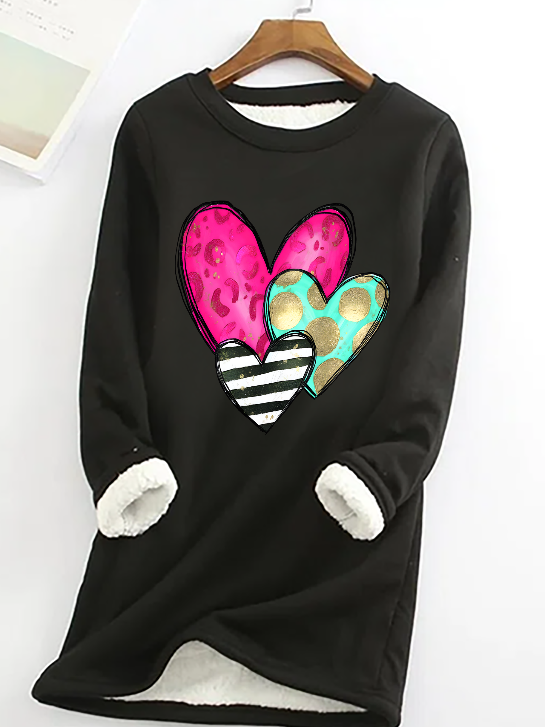 Valentines Day Casual Fluff Fleece Fabric Sweatshirt