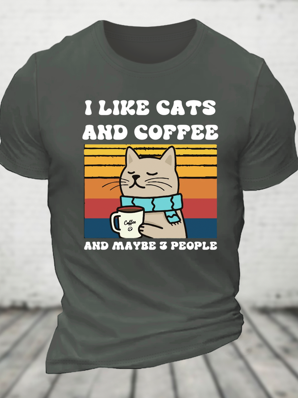 I Like Cats And Coffee Cotton T-Shirt