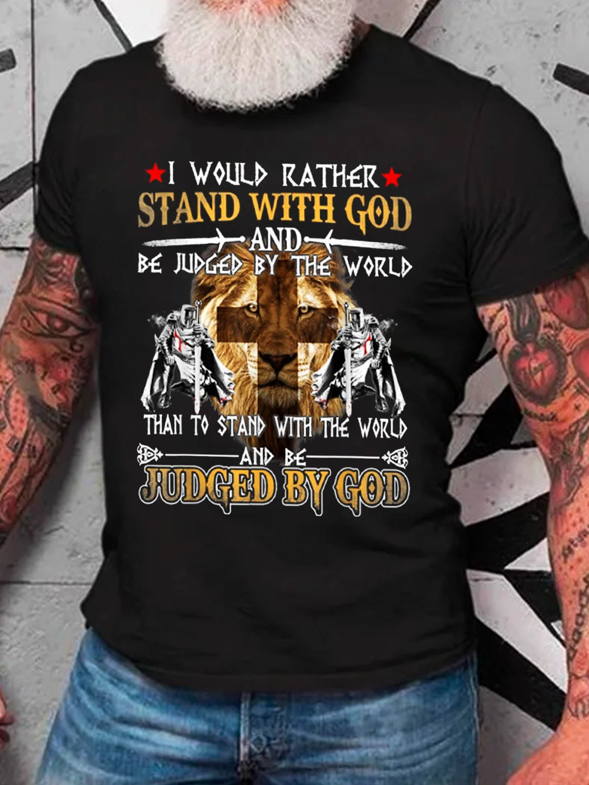 I Would Rather Stand With God Knight Templar Cotton T-Shirt