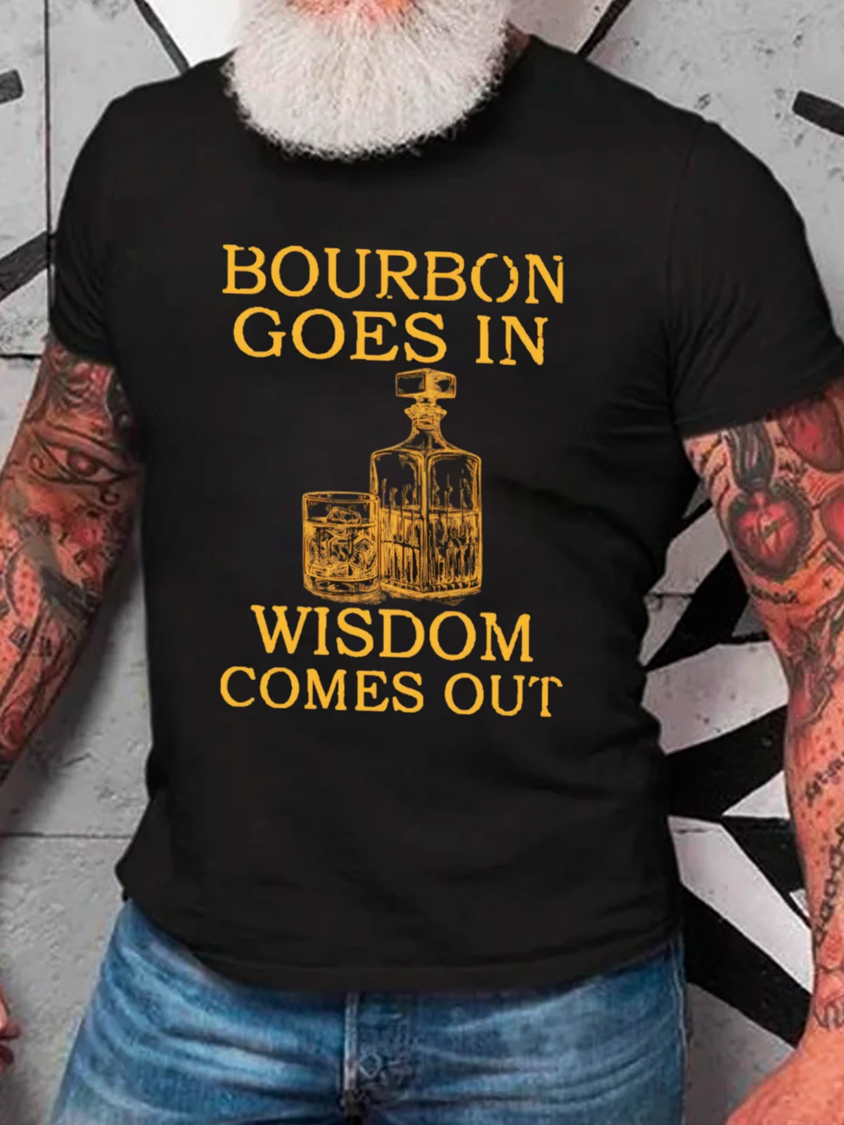 Bourbon Goes In, Wisdom Comes Out Cotton T-Shirt