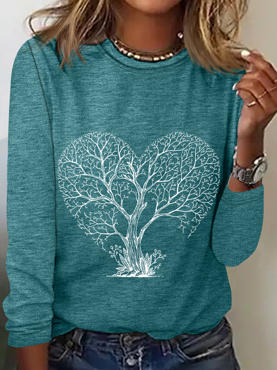 Tree Heart Casual Long Sleeve Shirt