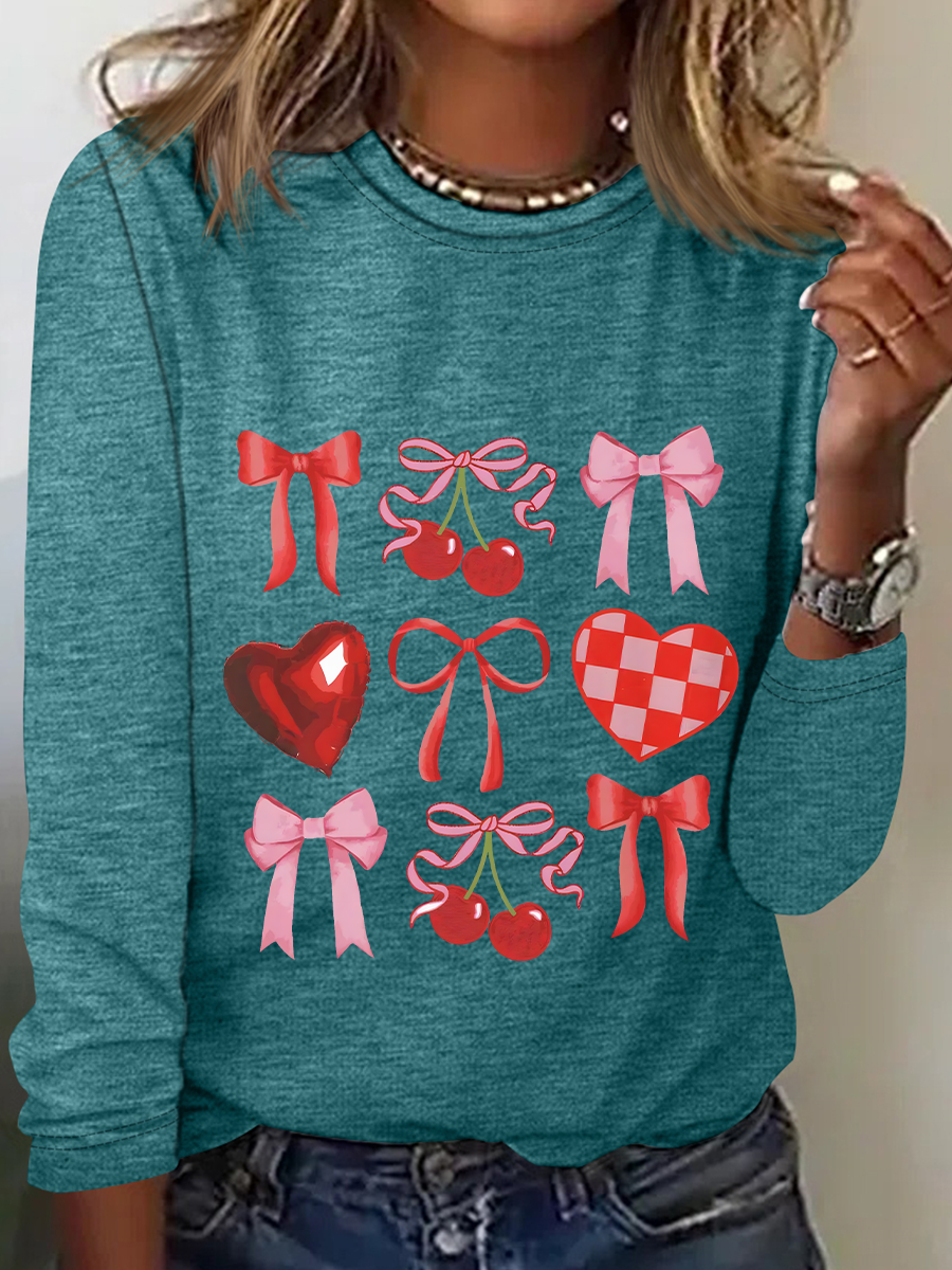 Heart Coquette Casual Long Sleeve Shirt