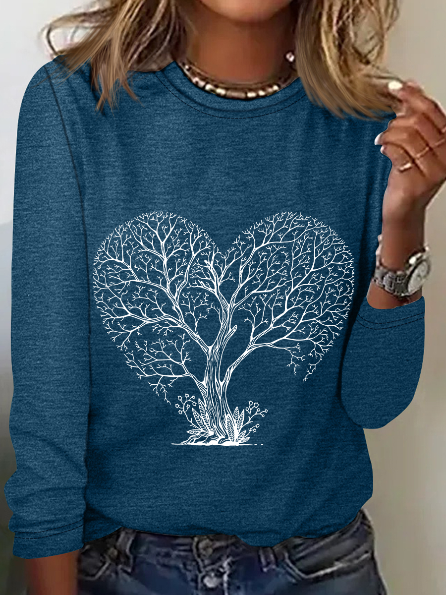 Tree Heart Casual Long Sleeve Shirt