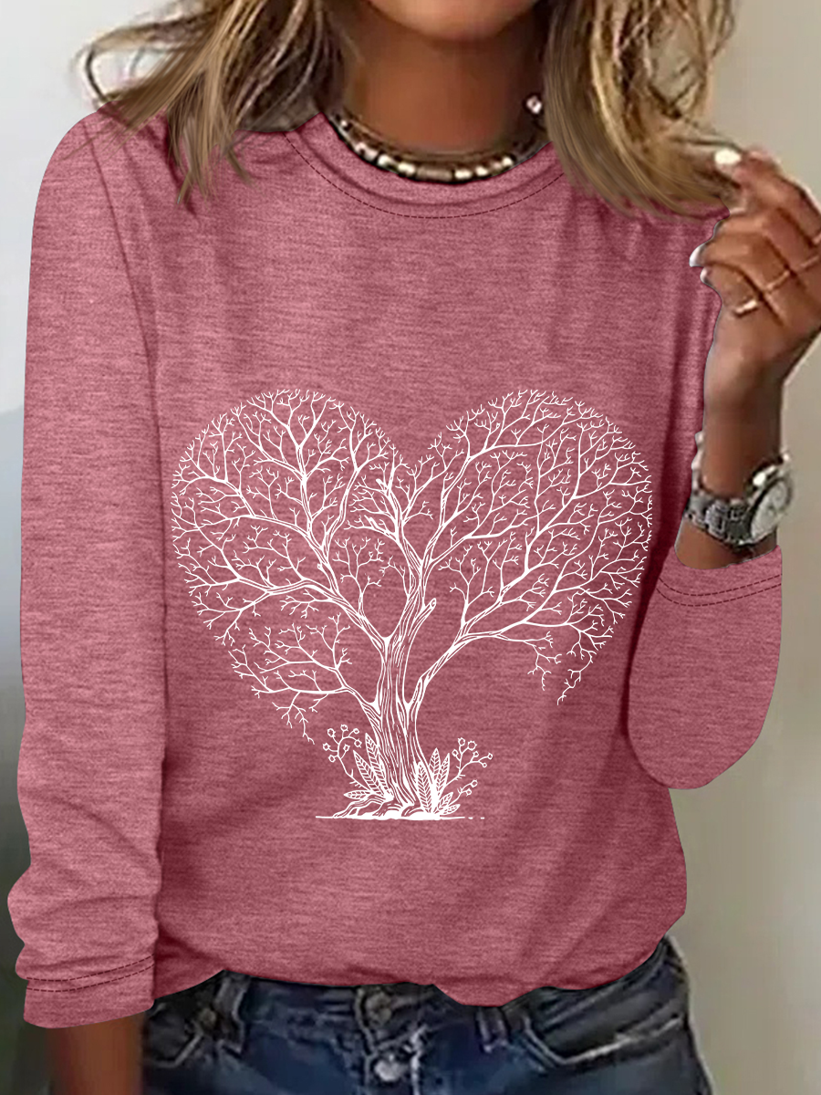 Tree Heart Casual Long Sleeve Shirt