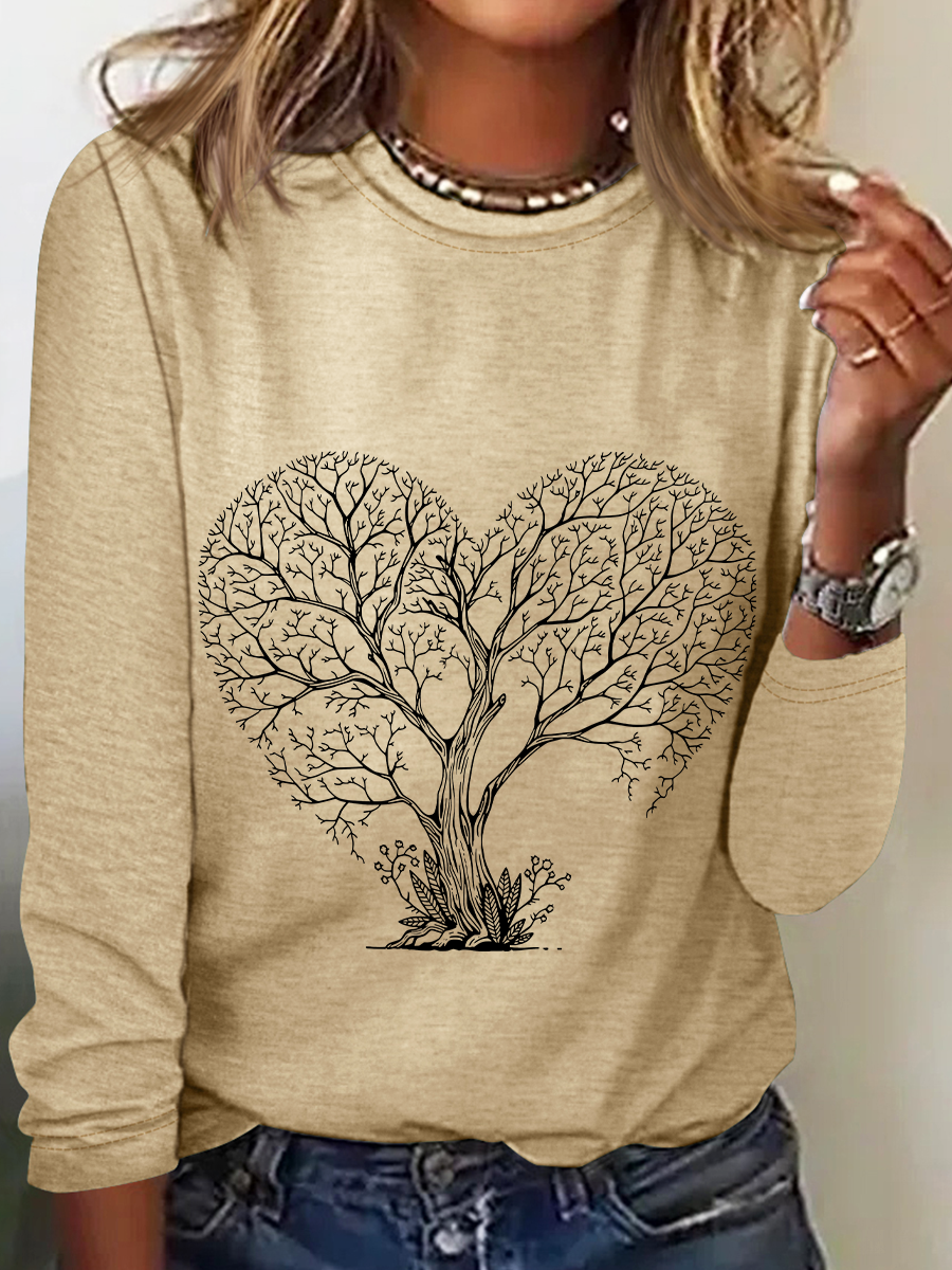 Tree Heart Casual Long Sleeve Shirt