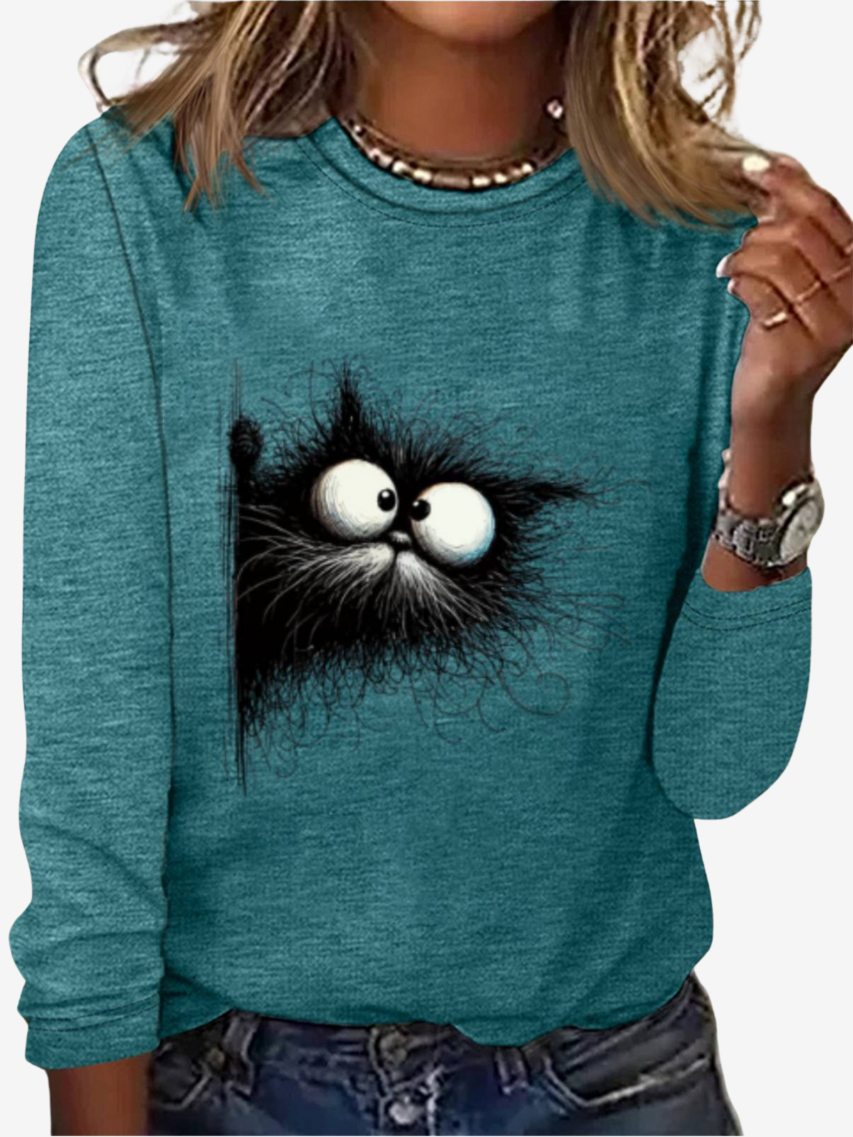 Cat Print Casual T-Shirt