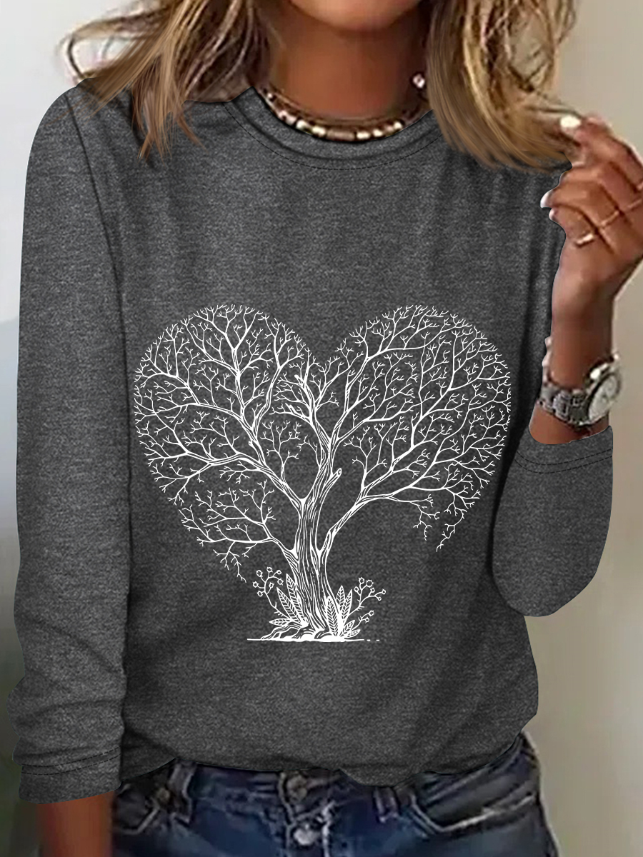 Tree Heart Casual Long Sleeve Shirt