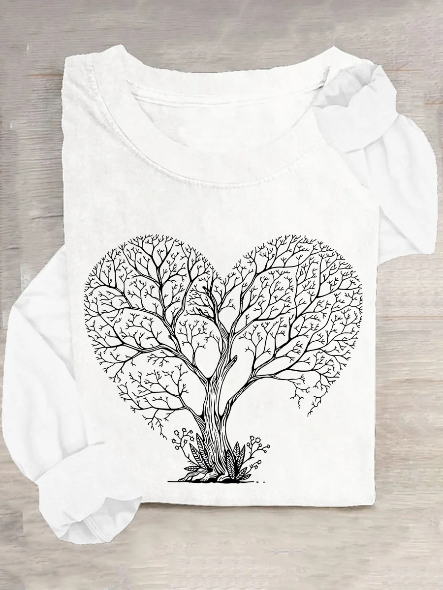 Tree Heart Casual Long Sleeve Shirt