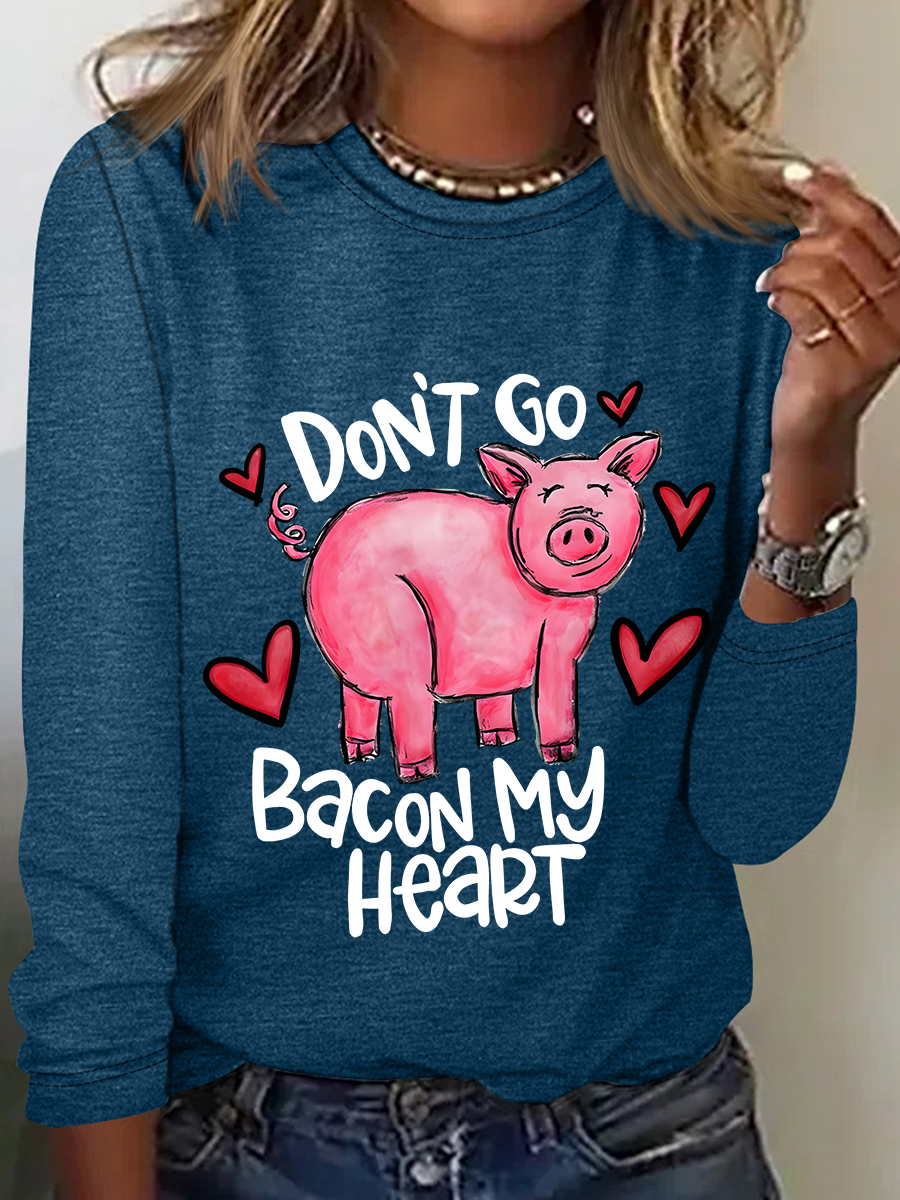 Don't Go Bacon My Heart Valentines Day Casual Long Sleeve Shirt