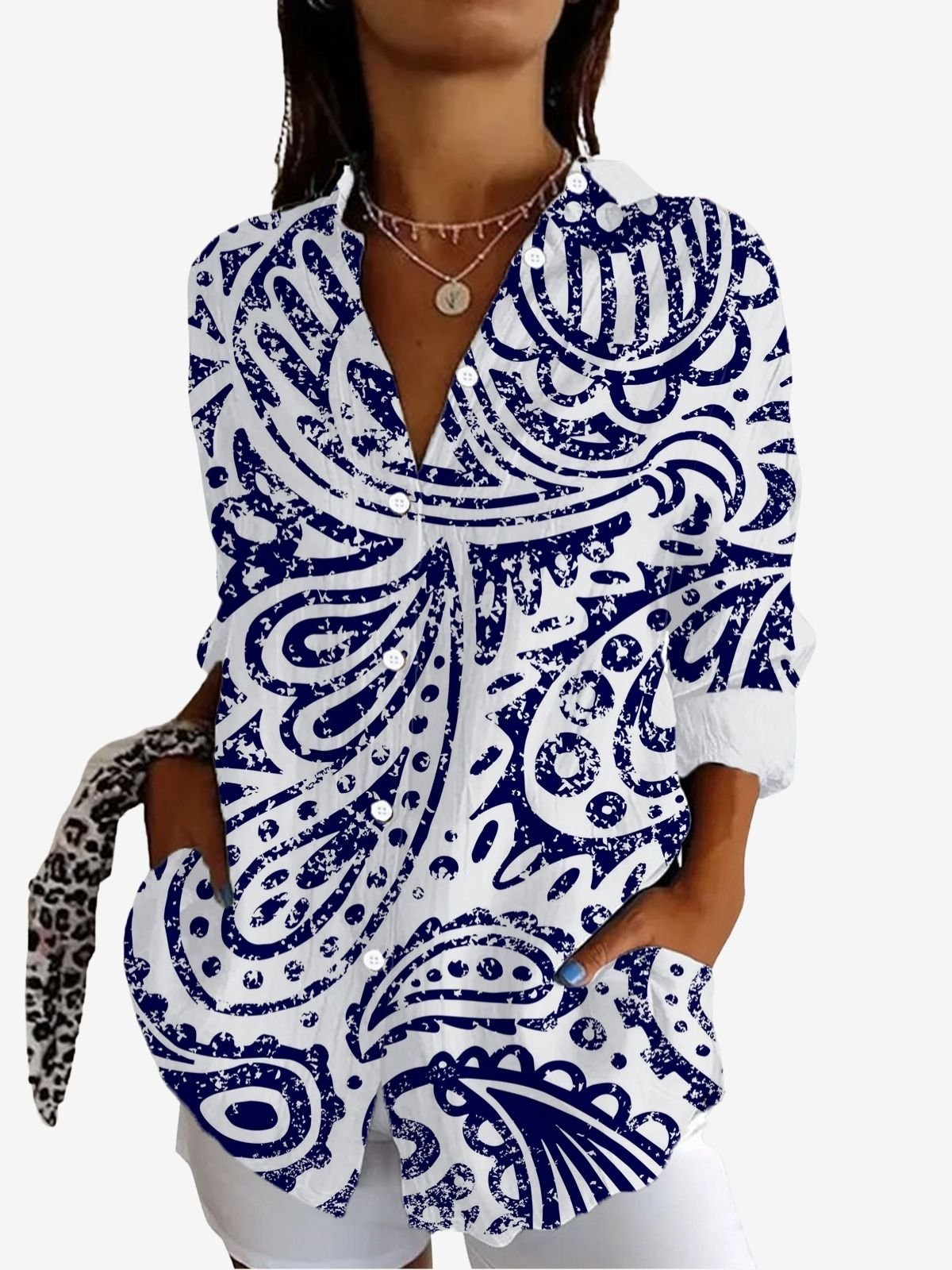 Ethnic Print Long Sleeve Shirt