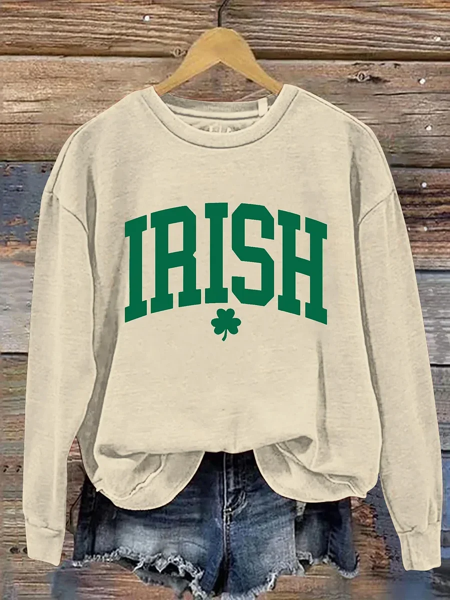 Women's St. Patrick's Day Shamrock Print Sweatshirt