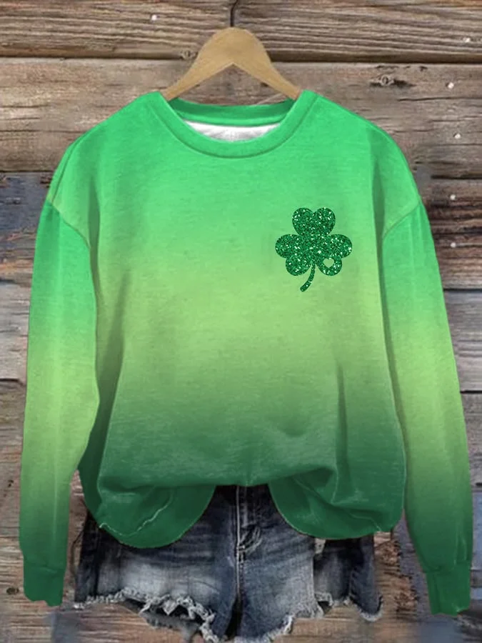 Women's St. Patrick's Day Printed Crew Neck Sweatshirt