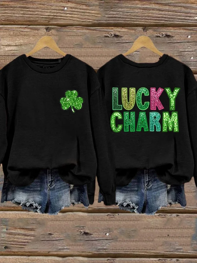 Women's St. Patrick's Day Printed Crew Neck Sweatshirt