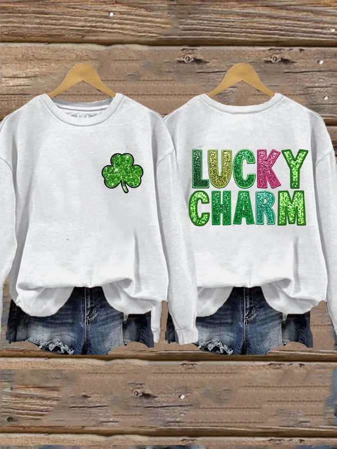 Women's St. Patrick's Day Printed Crew Neck Sweatshirt