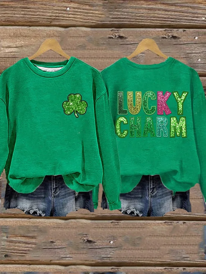 Women's St. Patrick's Day Printed Crew Neck Sweatshirt