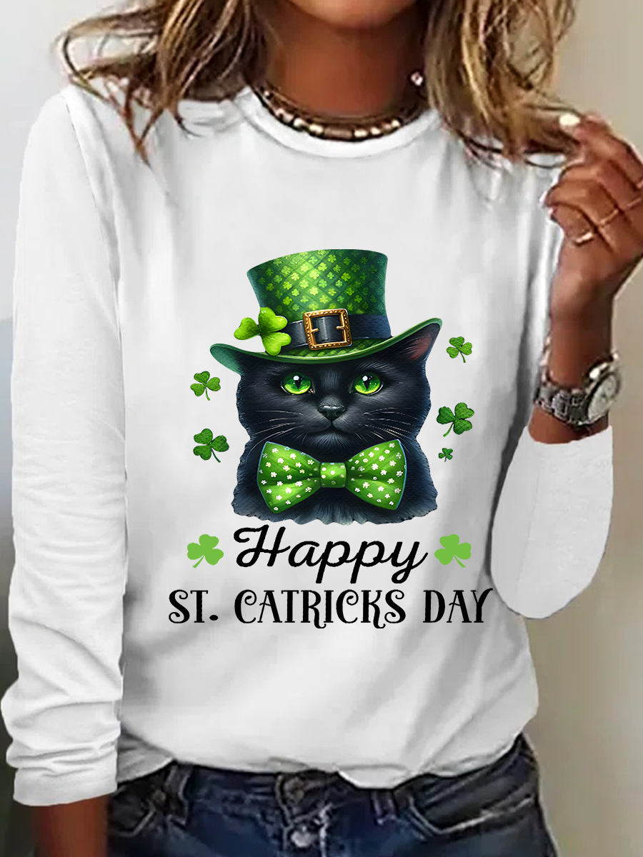 The Best St. Patrick's Day Gifts For Cats Casual Long Sleeve Shirt