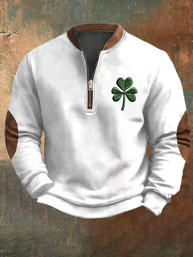 Men's St. Patrick's Day Print Zip-Up Sweatshirt