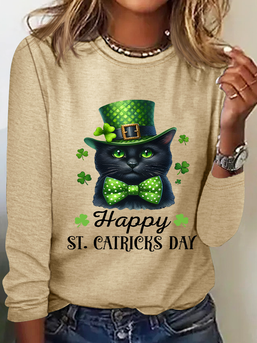 The Best St. Patrick's Day Gifts For Cats Casual Long Sleeve Shirt