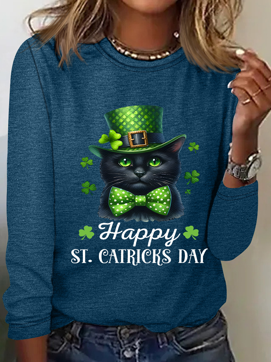 The Best St. Patrick's Day Gifts For Cats Casual Long Sleeve Shirt