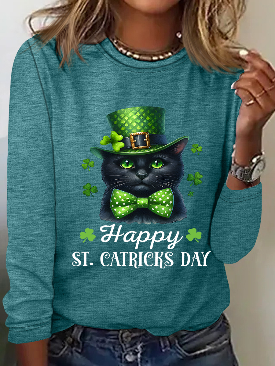 The Best St. Patrick's Day Gifts For Cats Casual Long Sleeve Shirt