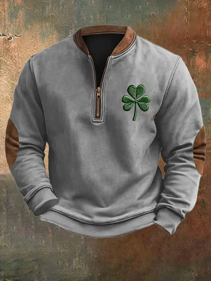 Men's St. Patrick's Day Print Zip-Up Sweatshirt