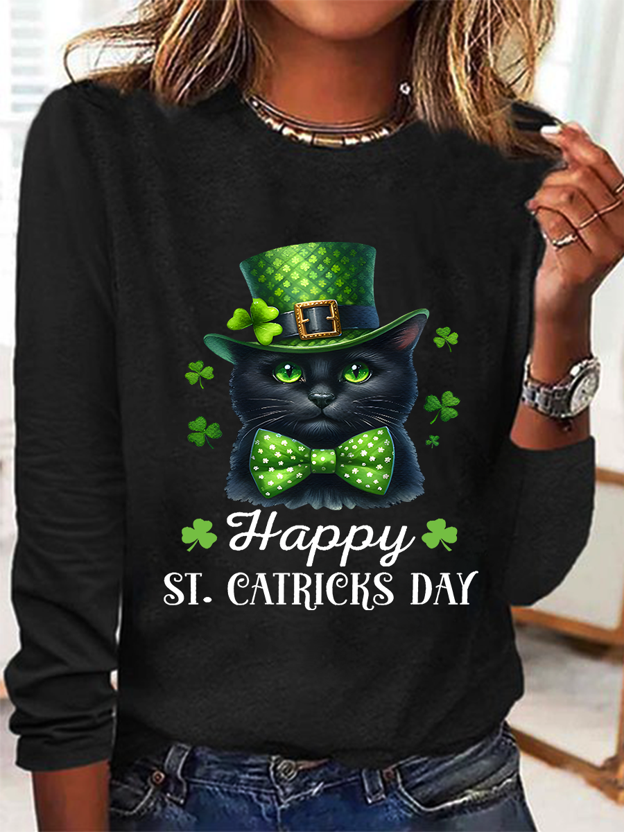 The Best St. Patrick's Day Gifts For Cats Casual Long Sleeve Shirt