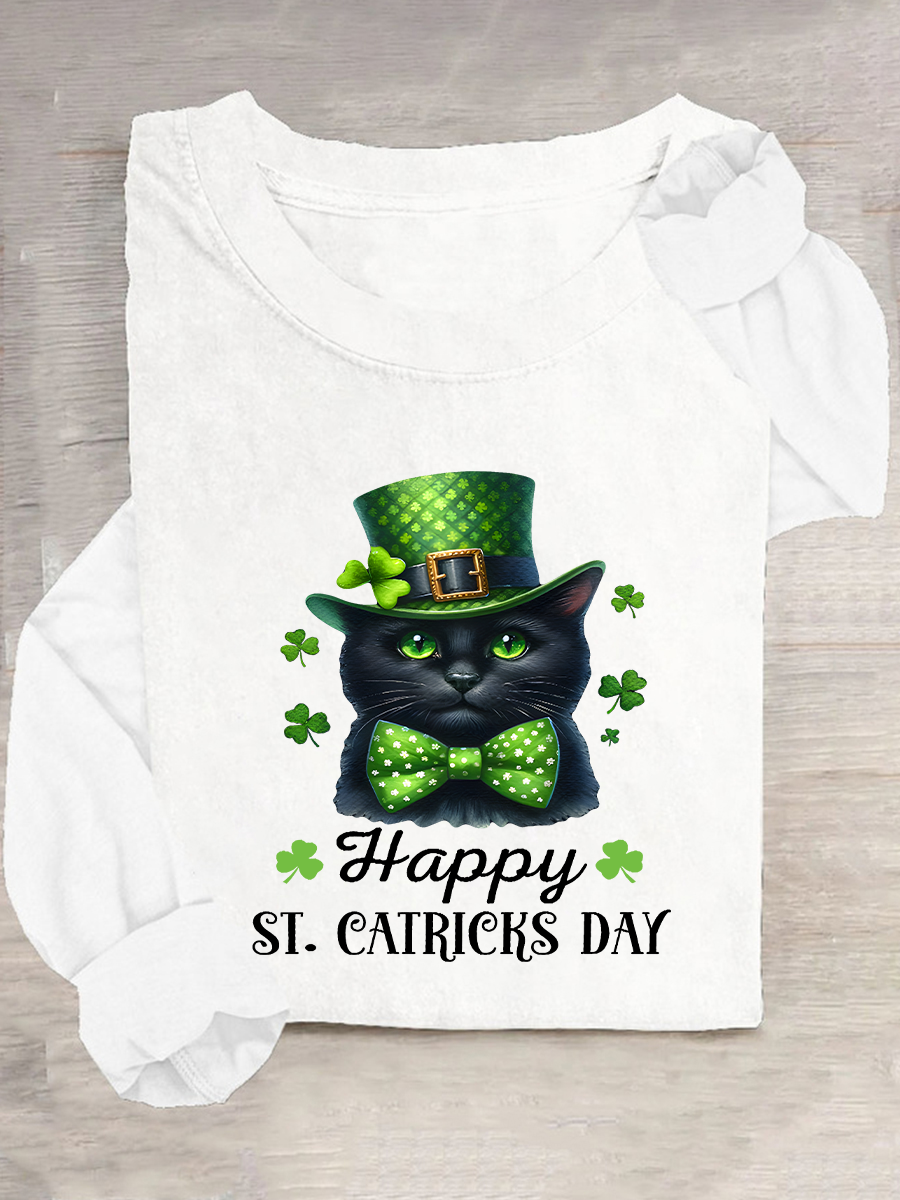 The Best St. Patrick's Day Gifts For Cats Casual Long Sleeve Shirt