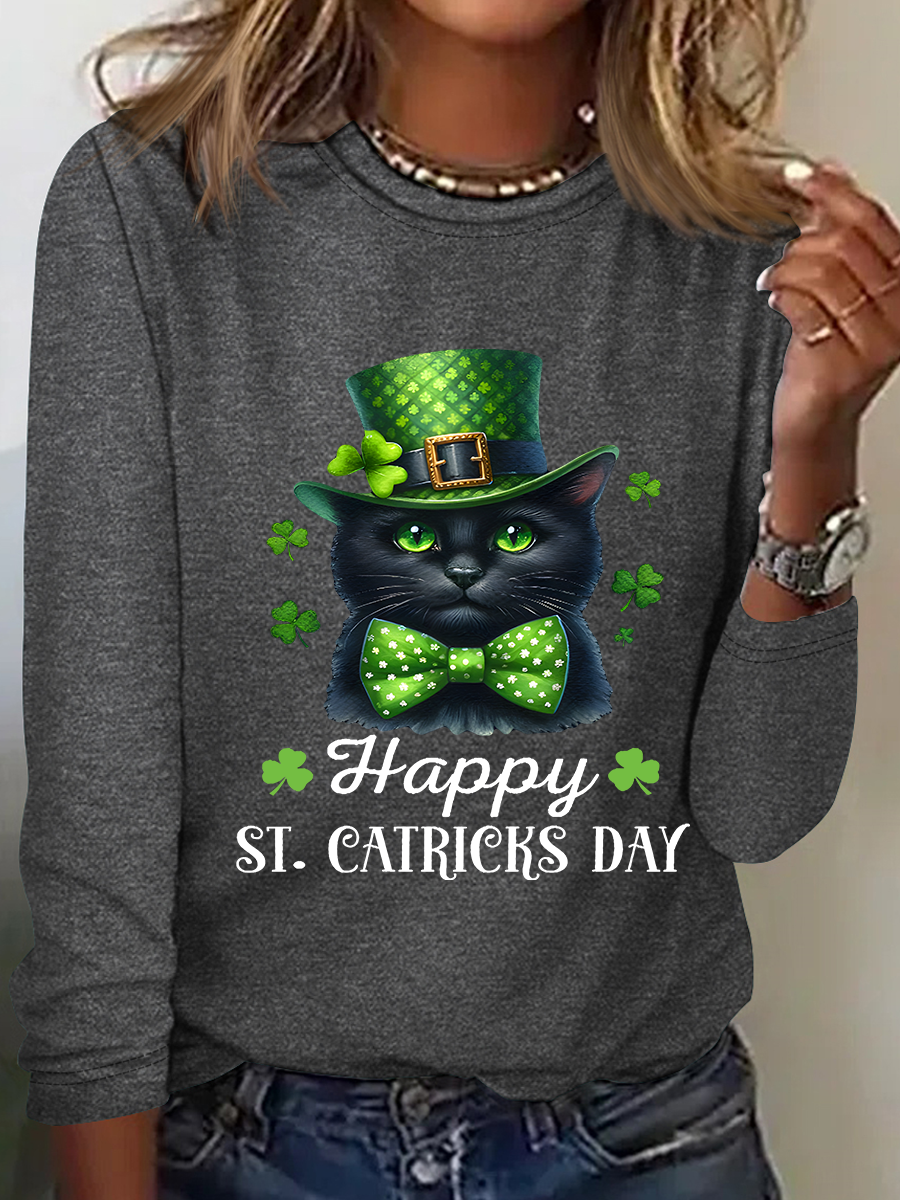 The Best St. Patrick's Day Gifts For Cats Casual Long Sleeve Shirt