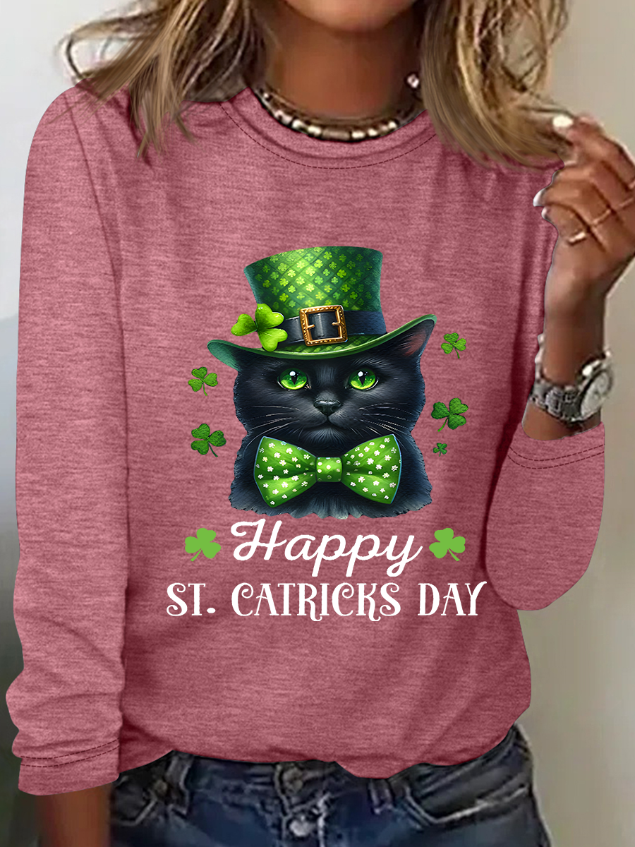 The Best St. Patrick's Day Gifts For Cats Casual Long Sleeve Shirt