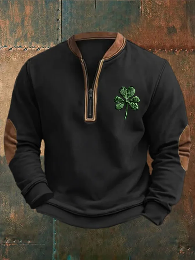 Men's St. Patrick's Day Print Zip-Up Sweatshirt